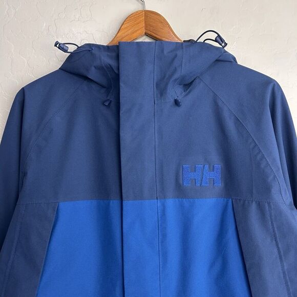 Helly Hansen Jacket Men's XL Blue Windbreaker Full Zip Hooded Logo Outdoor - Picture 3 of 9